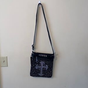 WINTER FALL VIBES NWT Black Rhinestone Crossbody Bag